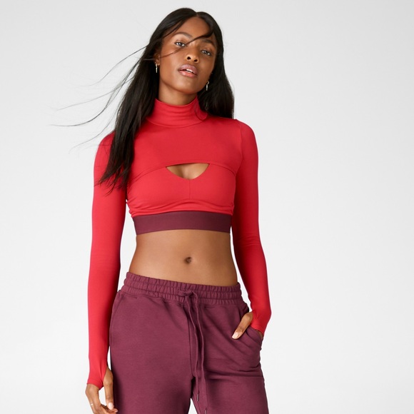 Fabletics All Day Every Day Sports Bra in red/maroon/blue, size large. - Picture 4 of 9